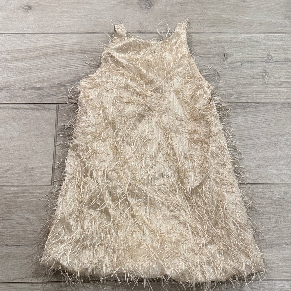 Zara Cream Feathered Kids Dress